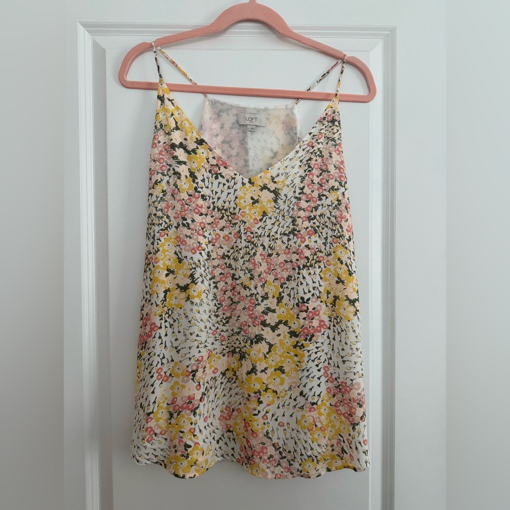 LOFT Women's Floral Top - Yellow and Pink